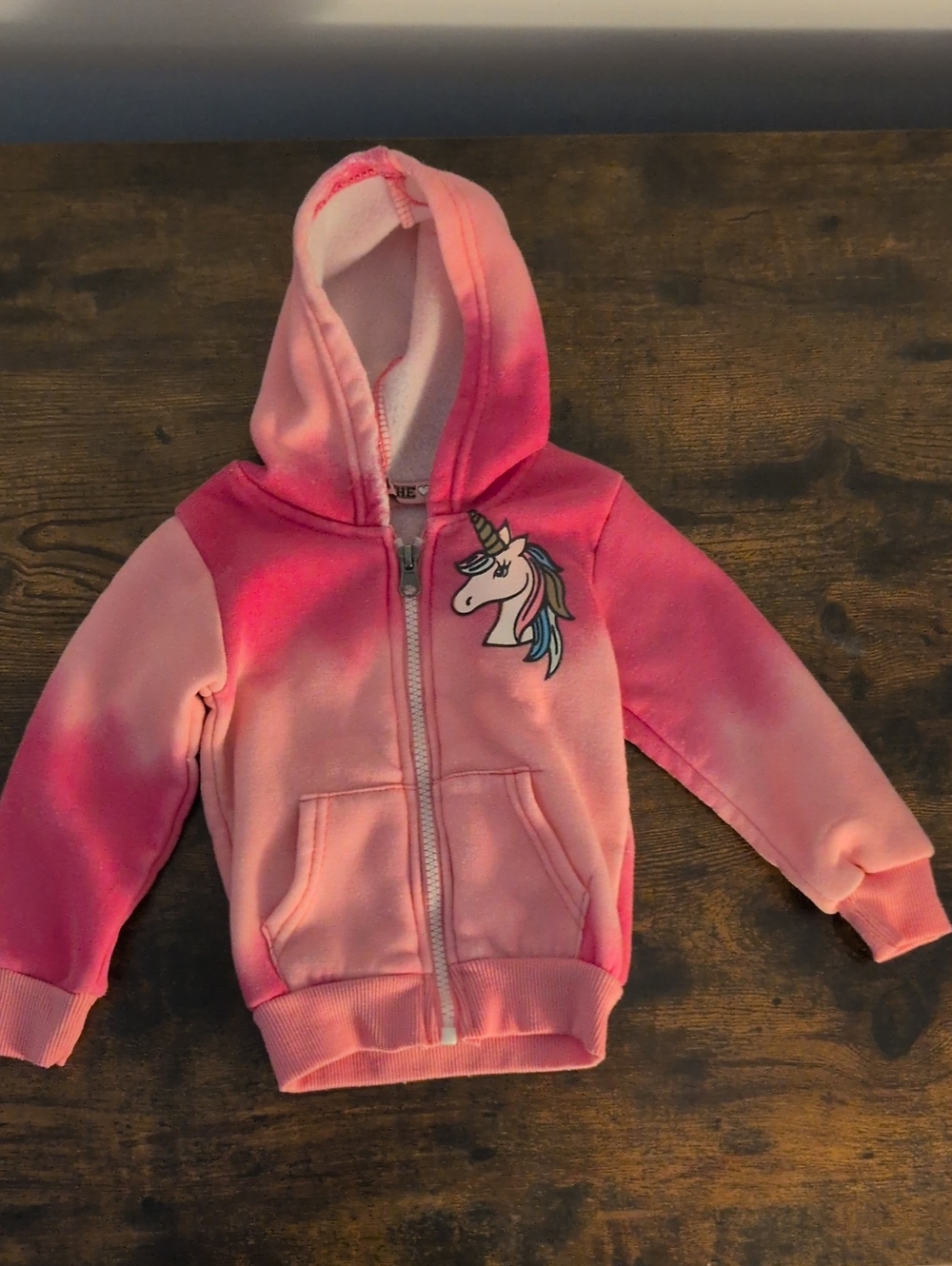 5/$25 Love from the heart Pink Unicorn Zip Up Hoodie Jacket Sweater 12M